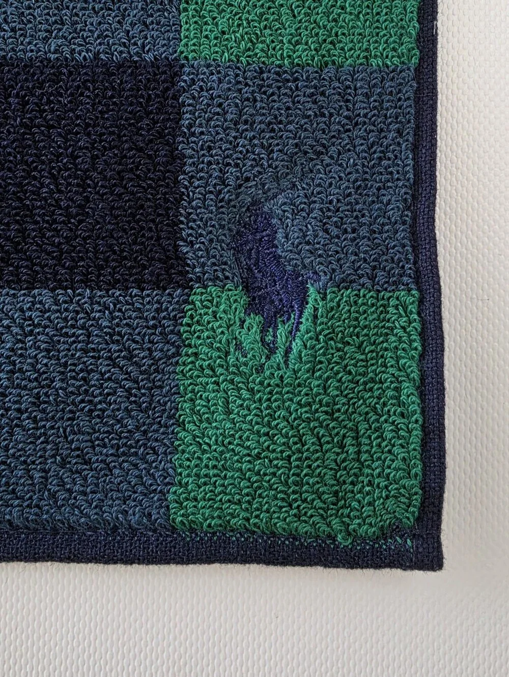 Polo Ralph Lauren Buffalo Check Hand Towel NWT Made in Japan Green Navy